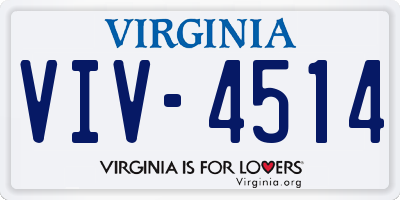 VA license plate VIV4514