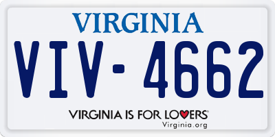 VA license plate VIV4662