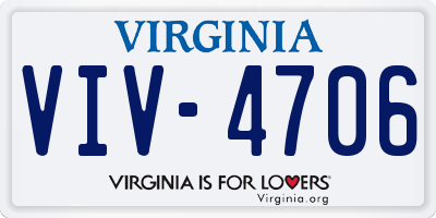 VA license plate VIV4706
