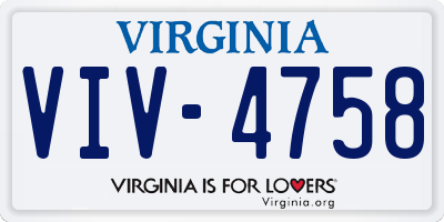 VA license plate VIV4758