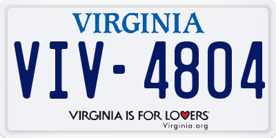 VA license plate VIV4804