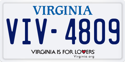 VA license plate VIV4809