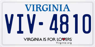 VA license plate VIV4810