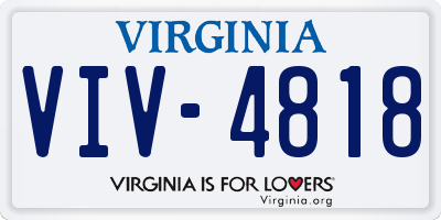 VA license plate VIV4818