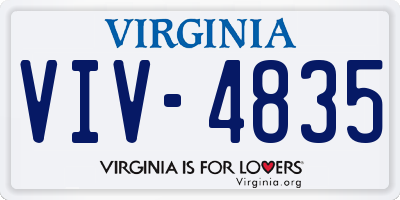 VA license plate VIV4835