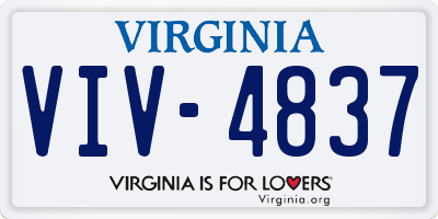 VA license plate VIV4837