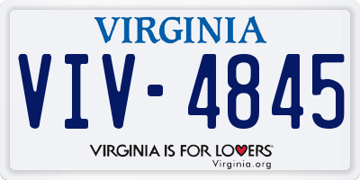 VA license plate VIV4845