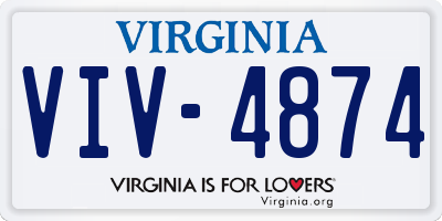 VA license plate VIV4874