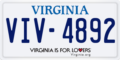 VA license plate VIV4892