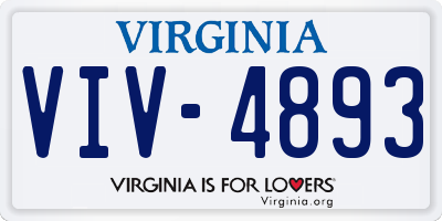 VA license plate VIV4893