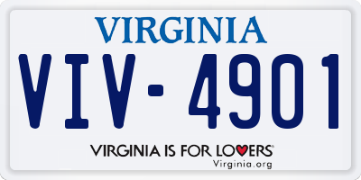 VA license plate VIV4901
