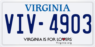 VA license plate VIV4903