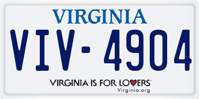 VA license plate VIV4904