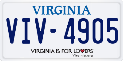 VA license plate VIV4905