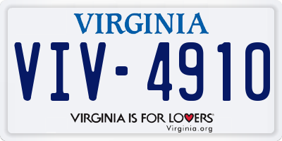 VA license plate VIV4910