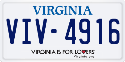 VA license plate VIV4916