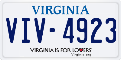 VA license plate VIV4923
