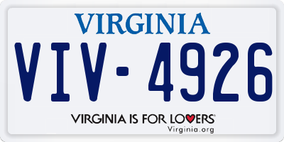 VA license plate VIV4926
