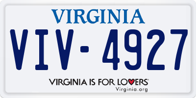 VA license plate VIV4927