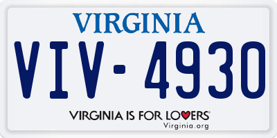 VA license plate VIV4930