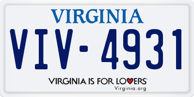 VA license plate VIV4931