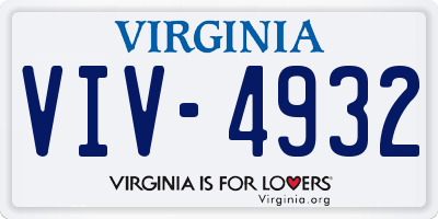 VA license plate VIV4932