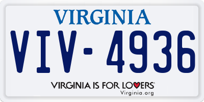 VA license plate VIV4936