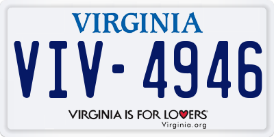 VA license plate VIV4946