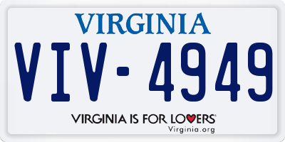 VA license plate VIV4949