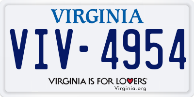 VA license plate VIV4954