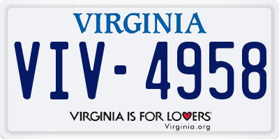 VA license plate VIV4958