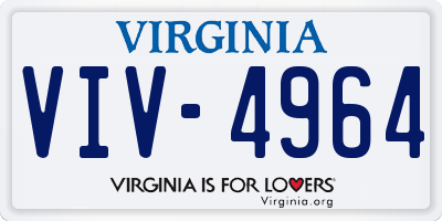 VA license plate VIV4964