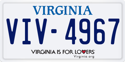 VA license plate VIV4967