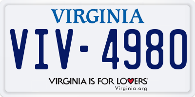 VA license plate VIV4980