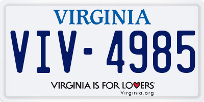 VA license plate VIV4985