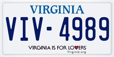 VA license plate VIV4989