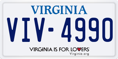 VA license plate VIV4990