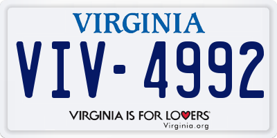 VA license plate VIV4992