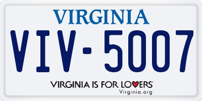 VA license plate VIV5007
