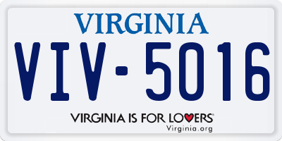 VA license plate VIV5016