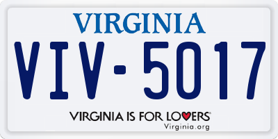 VA license plate VIV5017