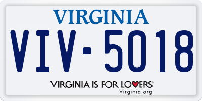 VA license plate VIV5018