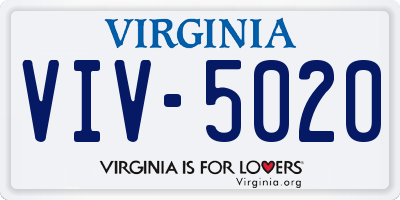 VA license plate VIV5020