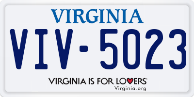 VA license plate VIV5023