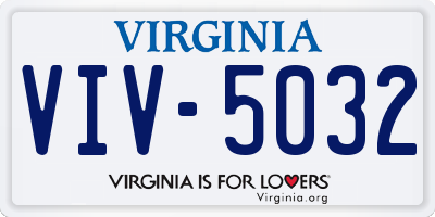 VA license plate VIV5032