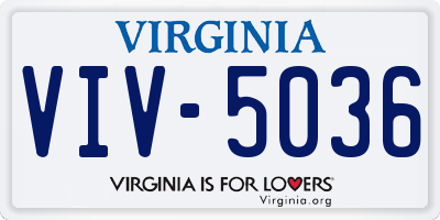 VA license plate VIV5036