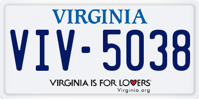 VA license plate VIV5038