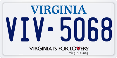 VA license plate VIV5068