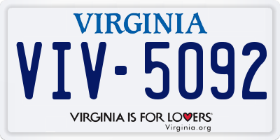 VA license plate VIV5092