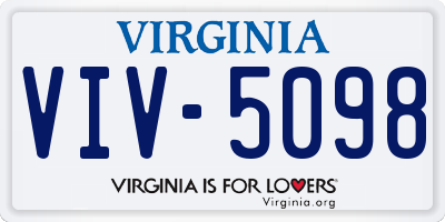 VA license plate VIV5098